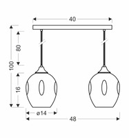Aspa lampa wisząca czarny 2x40w e27 klosz brązowy