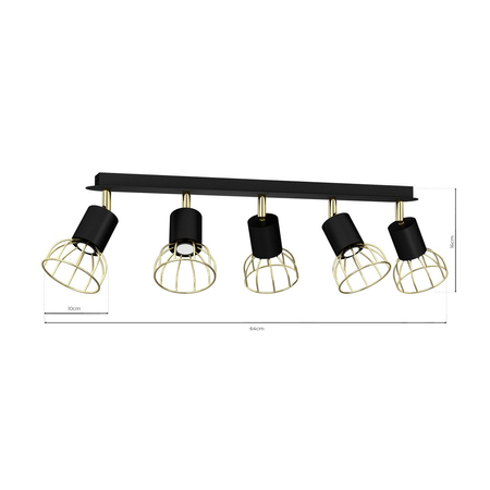 Milagro - Lampa sufitowa DANTE Black/Gold 5x mini GU10