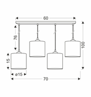 LEGNO LAMPA WISZĄCA CZARNY 15 4X40W E27 ABAŻUR ORZECHOWY