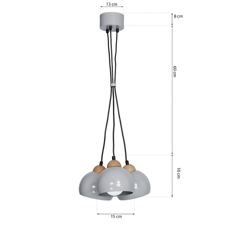 Milagro - Lampa wisząca DAMA GRAY 3xE27