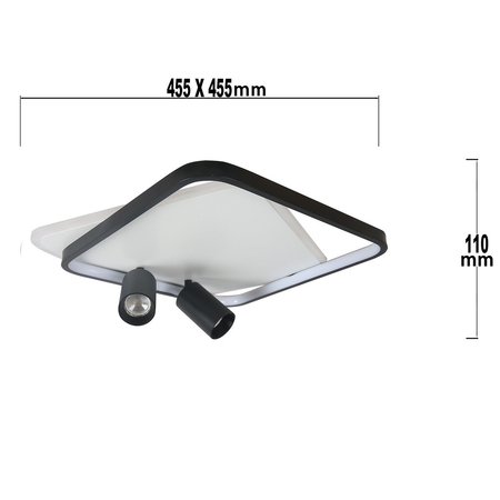 Plafon Parma 2 kwadratowy czarny 2xGU10 LED CCT