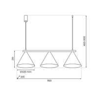 Milagro - Lampa wisząca CAPITAL CZARNY-MIEDZIANY 3XGX53