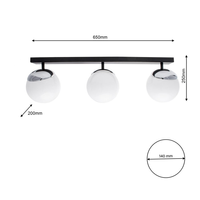 Milagro - Lampa sufitowa SFERA BLACK/CHROME 3xE14