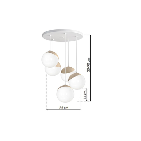 Milagro - Lampa wisząca SFERA WOOD 5xE14