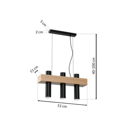 Milagro - Lampa wisząca WEST BLACK 3xGU10
