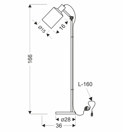 ZANA LAMPA PODŁOGOWA CZARNY 1X60W E27 KLOSZ CZARNY