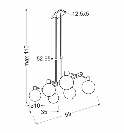Maldus lampa wisząca chromowy 6x40w g9 klosz biały