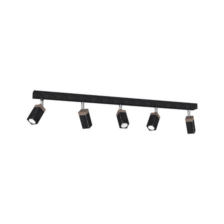 Milagro - Lampa sufitowa SOLO SAWN BLACK / PATINATED WOOD 5x mini GU10
