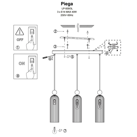 Lampa wisząca Piega 3 biała 3xE14