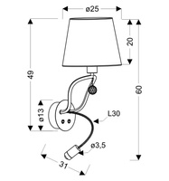 Candellux - Saria Lampa Kinkiet 1X6W E14 Led+8W Led Czarno Złoty Apeti