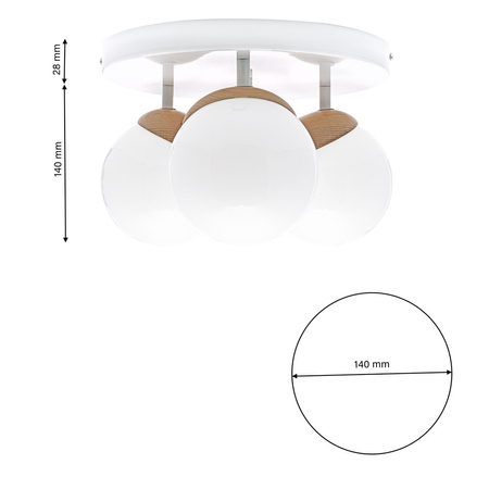 Milagro - Lampa sufitowa SFERA WOOD 3xE14