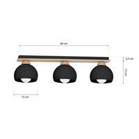 Milagro - Lampa sufitowa DAMA BLACK 3xE27