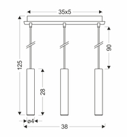 LAMPA WISZĄCA DALLAS 284 MM 3 ZŁOTY