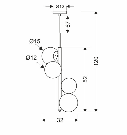 Candellux - Cordel Lampa Wisząca Mosiądz 4X20W G9 Klosz Biały