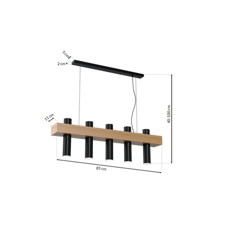 Milagro - Lampa wisząca WEST BLACK 5xGU10