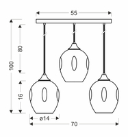 Aspa lampa wisząca czarny 3x40w e27 klosz brązowy
