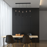 Milagro - Lampa wisząca SOLO SAWN BLACK / PATINATED WOOD 5x mini GU10