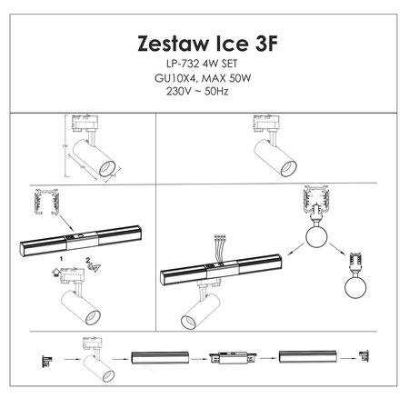 Reflektor do szynoprzewodów Ice 1F czarny 1xGU10