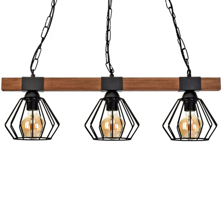 Milagro - Lampa wisząca ULF BLACK/WOOD 3xE27