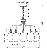 BALLET LAMPA WISZĄCA 5X40W E27 PATYNOWY