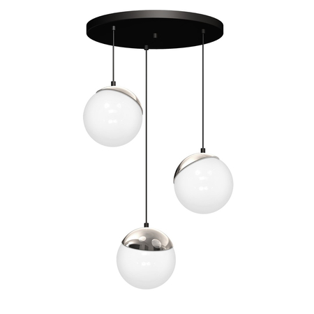 Milagro - Lampa wisząca SFERA BLACK/CHROME 3xE14