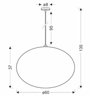 MELLOW lampa wisząca czarny 1x40W E27 abażur mist 60 biały kula