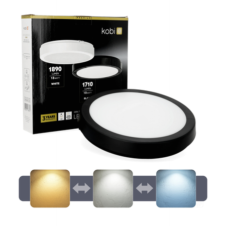 Plafon LED NAIROS G2 18W 3CCT IP65 czarny Kobi Premium