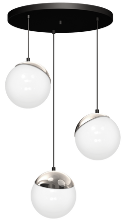 Milagro - Lampa wisząca SFERA BLACK/CHROME 3xE14