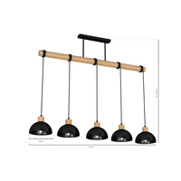 Milagro - Lampa wisząca ERIK Black/Wood 5xE27