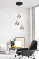 LAMPA WISZĄCA GREGORY TALERZ CZARNY BRĄZ 3X40W E14 KLOSZ DYMIONY