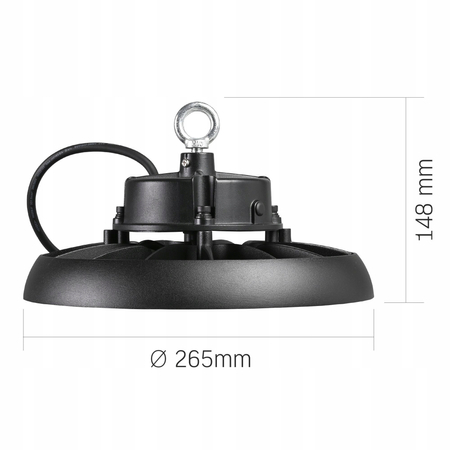 Lampa LED High Bay Oświetlenie Przemysłowe 100W IP65 18000 Lumenów Czarna