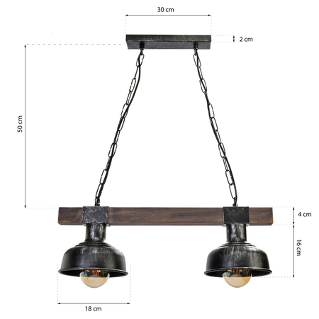 Milagro - Lampa wisząca FARO BLACK/WOOD 2xE27