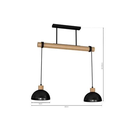 Milagro - Lampa wisząca ERIK Black/Wood 2xE27