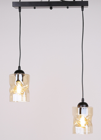 Felis lampa wisząca czarny 2x60w e27 klosz bursztynowy