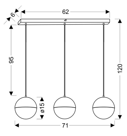 FURNI LAMPA WISZĄCA 70X15 3X5W LED CZARNY 4000K APETI