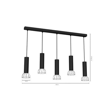 Milagro - Lampa Wisząca DANTE BLACK/SILVER 5x mini GU10
