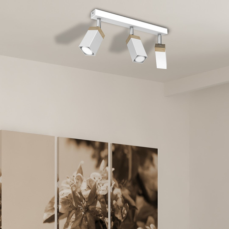 Milagro - Lampa sufitowa SOLO SAWN WHITE / PATINATED WOOD 3x mini GU10