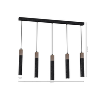 Milagro - Lampa wisząca SOLO SAWN BLACK / PATINATED WOOD 5x mini GU10