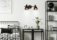 Neria lampa sufitowa listwa czarny 2x40w e14 klosz miedziany