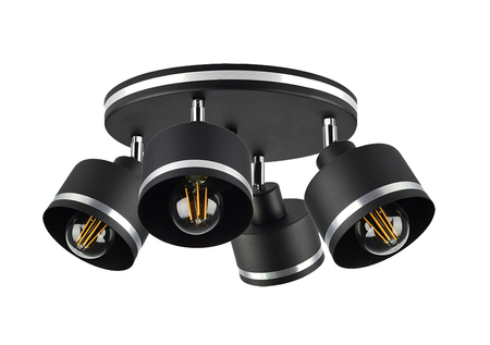 Wama lampa sufitowa czarny 4x40w e27 klosz czarny+srebrny