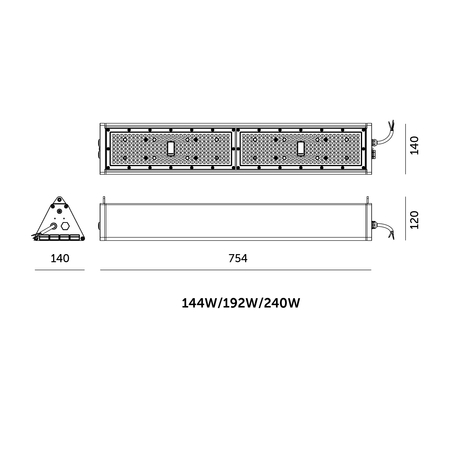 High Bay LED NICO 144W/192W/240W 3CCT IP65 60°x90° Kobi Pro