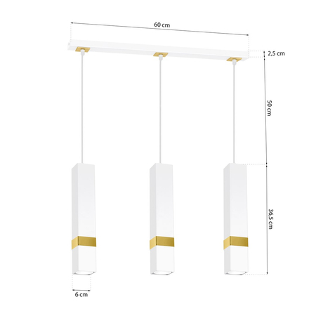 Milagro - Lampa wisząca VIDAR WHITE/GOLD 3xGU10