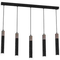 Milagro - Lampa wisząca SOLO SAWN BLACK / PATINATED WOOD 5x mini GU10