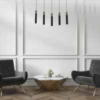 Milagro - Lampa wisząca SOLO SAWN BLACK / PATINATED WOOD 5x mini GU10