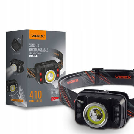 Latarka czołowa LED 5W + COB IP65 czujnik ruchu