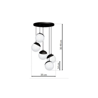 Milagro - Lampa wisząca SFERA BLACK 5xE14
