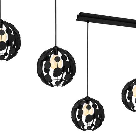Milagro - Lampa wisząca GAIA BLACK / WOOD 3xE27 60W