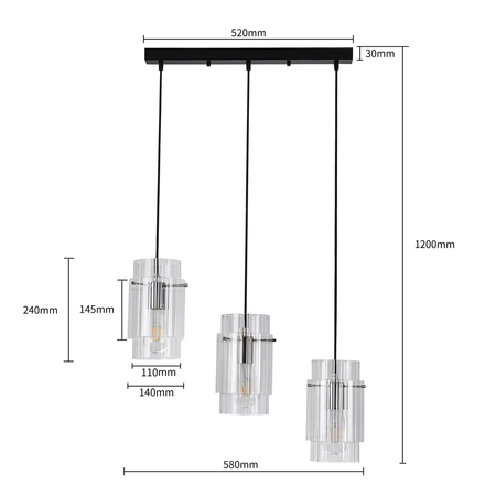 Lampa wisząca Savona czarna 3xE27
