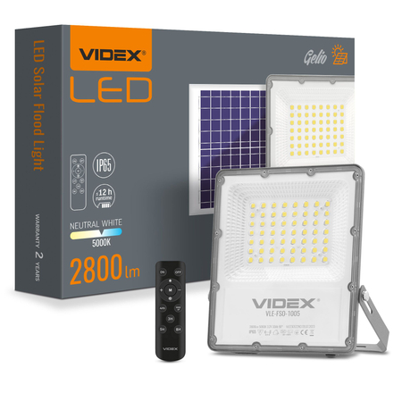 Naświetlacz LED z panelem solarnym 100W + pilot VLE-FSO-1005
