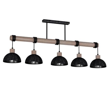 Milagro - Lampa wisząca ERIK Sawn black/Patinated wood 5XE27
